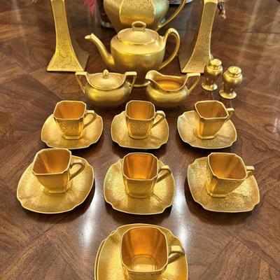 Pickard serving pieces with 24k gold overlay