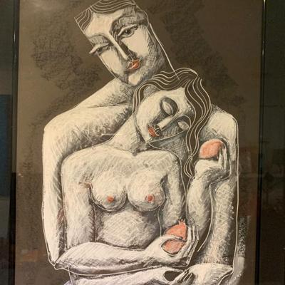 Embracing Figures, serigraph 
,signed, Tukoz, 21/90