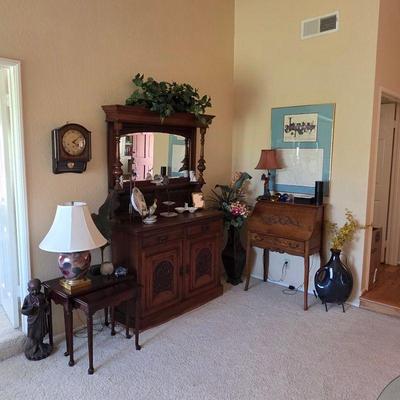 Buffet, antique Larkin Co drop front desk
