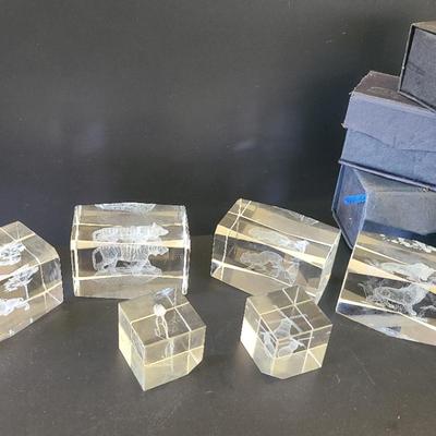 Collectible 3D Image Crystal Cubes With Lions, Tigers, Dutch Windmill And Tulip