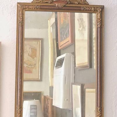 Antique Mirror With Elaborate Floral Moulding, 14"x24"