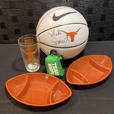 Shaka Smart Signed Nike Basketball, UT Glass, Plastic Football Trays