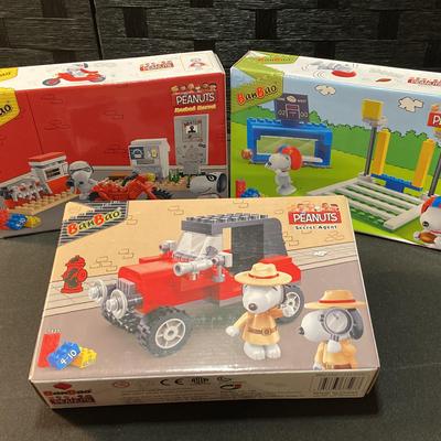 3 New Ban Bao Connecting Block Sets - Secret Agent Snoopy, Football & Autoshop 
