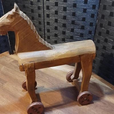 Antique Hand Carved Wooden Toy Horse (stationary) 