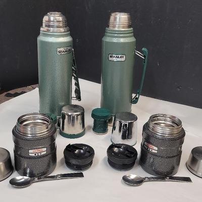 Stanley vacuum insulated Bottles (2) & Thermos Vacuum insulated soup/food Bottles (2)