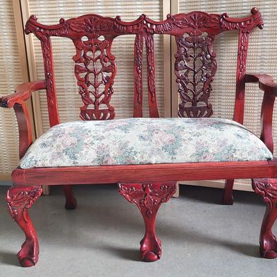 Antique Chinese Child's Bench With Cushion  (Or use with pets!) -- Reserve $90