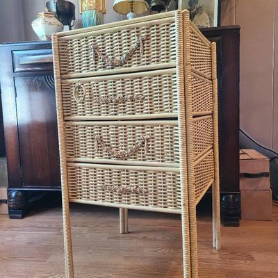 Vintage/Antique Wicker Traveilleuse Sewing Storage --  Opens Sideways, Top Flips Up - Reserve $100