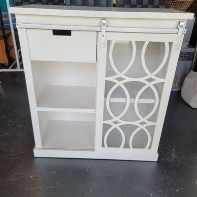 Mini Barn/Slide Door Cabinet With Geometric Designed Glass 