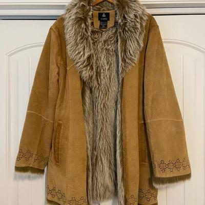 Faux Fur Genuine Leather Penny Lame Coat - DB Studio Size Large