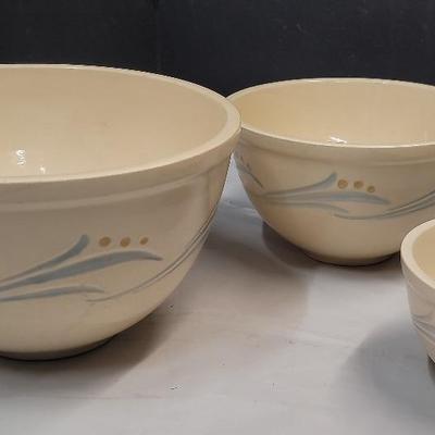 Roseville Pottery Lilies Of The Valley Large, Medium & Small Mixing Bowl Set