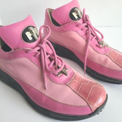 Pink Italian Leather And Crocodile Shoes By Mauri -- Size 11