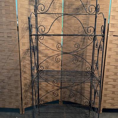 Vintage Wrought Iron Folding Baker's Rack 