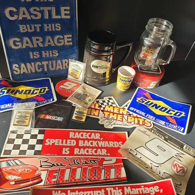 NASCAR - Auto - Bill Elliot Collectibles -- Large Magnets, Stickers, Sign, Mug, Shot Glass, Et 