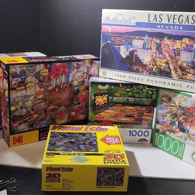 Colorful & Unusual Puzzles: Las Vegas panoramic, 3D "Raining Cats and Dogs", Butterfly Spectrum