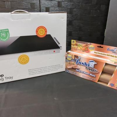 Chefman  Glass Top Warming Top & Yoshi Copper Grill & Bake Mats 