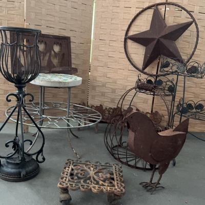 Vintage Outdoor Wrought Iron And Metal Plant Stands And  Decor