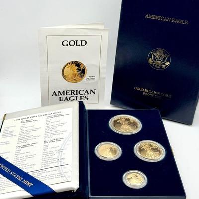 1998 American Eagle Gold Bullion Coins Proof Set With Certificate Of Authenticity 