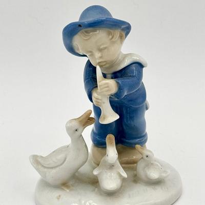 Vintage Boy With Ducks Figurine