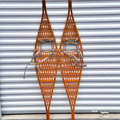 Vintage Wooden Snowshoes by Larson with Leather Bindings