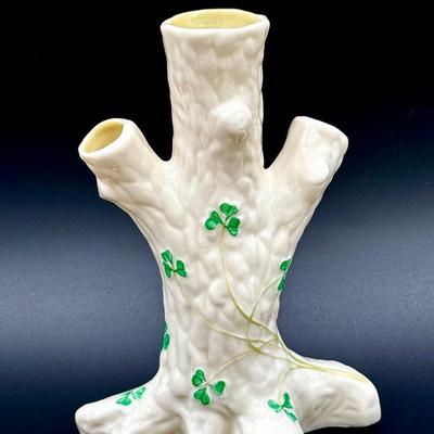 Belleek Shamrock Tree Trunk Vase