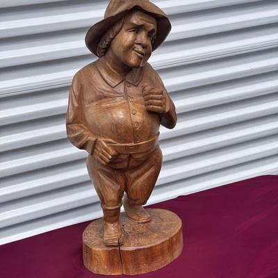 Hand-Carved Wooden Statue – Possibly Sancho Panza | 27” Tall