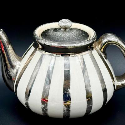 Antique Pearlware Silver Luster Teapot – England, c. 1820s