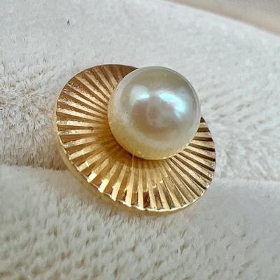 14K Gold Pearl Tie Tack