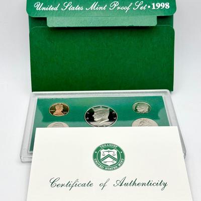 1998 United States Mint Proof Coin Set With Certificate Of Authenticity 