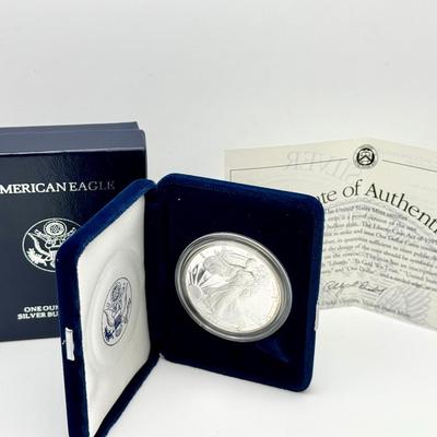 American Eagle One Ounce Silver Proof Coin with Box & COA