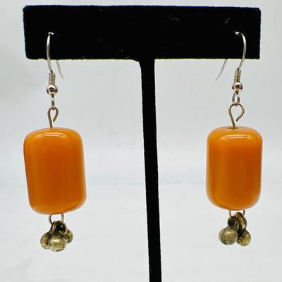 MCM Style Bakelite Butterscotch Bead Earrings