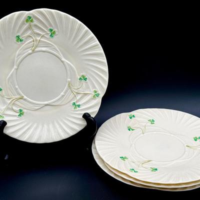 (4) Belleek Shamrock Salad Plates