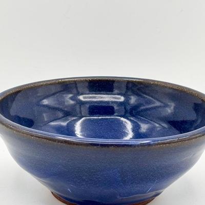 Signed Studio Pottery Bowl with Deep Blue Glaze 
