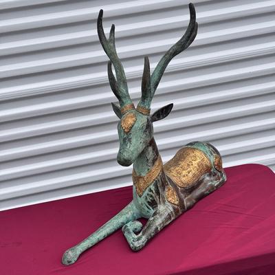 Sarreid Metal Resting Deer Sculpture with Gold Accents #2