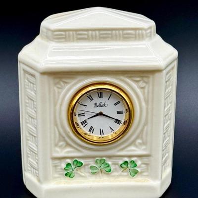 Belleek Shamrock Mantel Clock