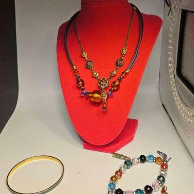 1970s Chain Choker With Orange Stones Plus