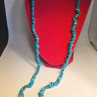 Vintage Turquoise Nugget Bead Necklace 
