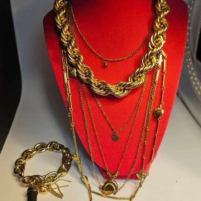 Goldtone Lot - Chunky Necklace And Bracelet Plus