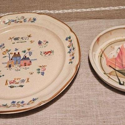 Stoneware Artistic Bowl, Heartland Stoneware Platter 1994