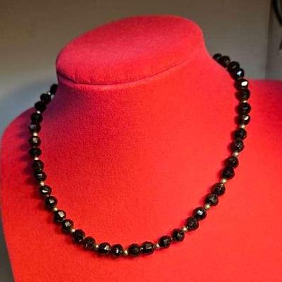 Vintage Classic Dark Red Glass Beaded Necklace 