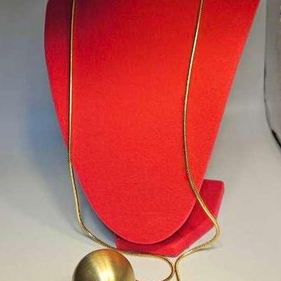 Madewell Goldtone Chain Necklace With Large Ball Pendant 