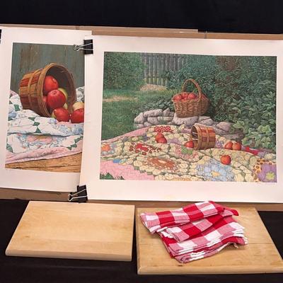 Country Kitchen Accessories & 2 Hand Signed “Apple” Prints