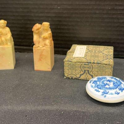 Asian Seal/stamp & Ink Pot