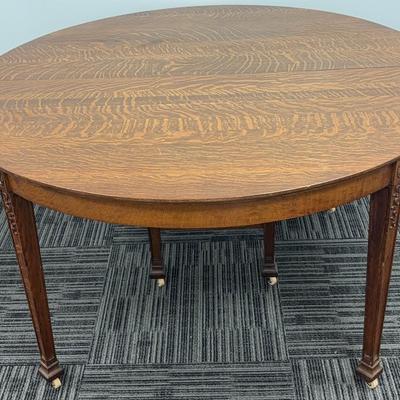 Wheeled Tiger Oak Dining Table (Round)