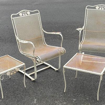 Woodard Wrought Iron Patio Set (White) - Chairs & Tables