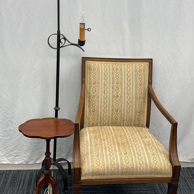 Wrought Iron Candlestick Lamp With Armchair And Brandt Book Table
