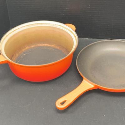 LeCreuset Enameled Cast Iron Skillet + Pot