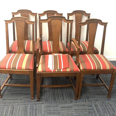 Tiger Oak Dining Chairs (6)