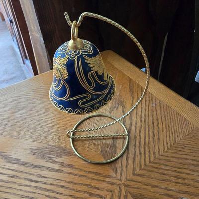 Cobalt blue & gold porcelain bell