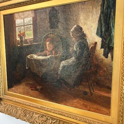 Two Sisters. Original Oil by Dutch master Willem Jorissen