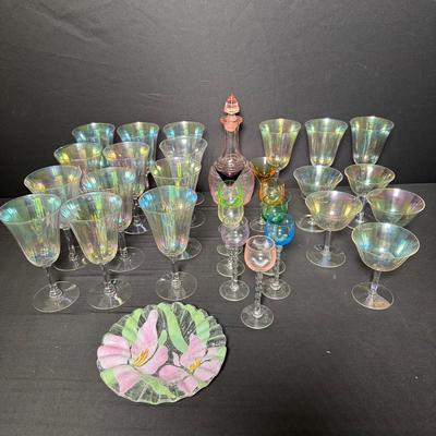 Iridescent Multicolored Glassware 